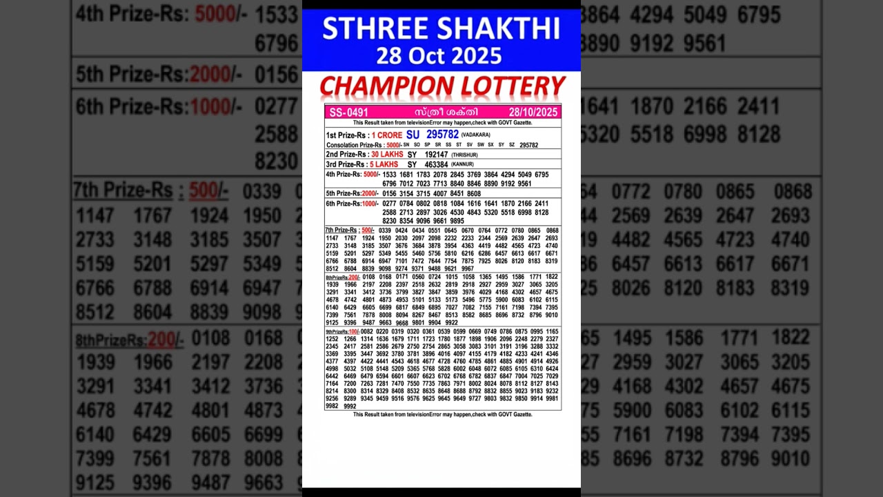 Kerala Lottery Result Daily Updates 28 Oct 2025