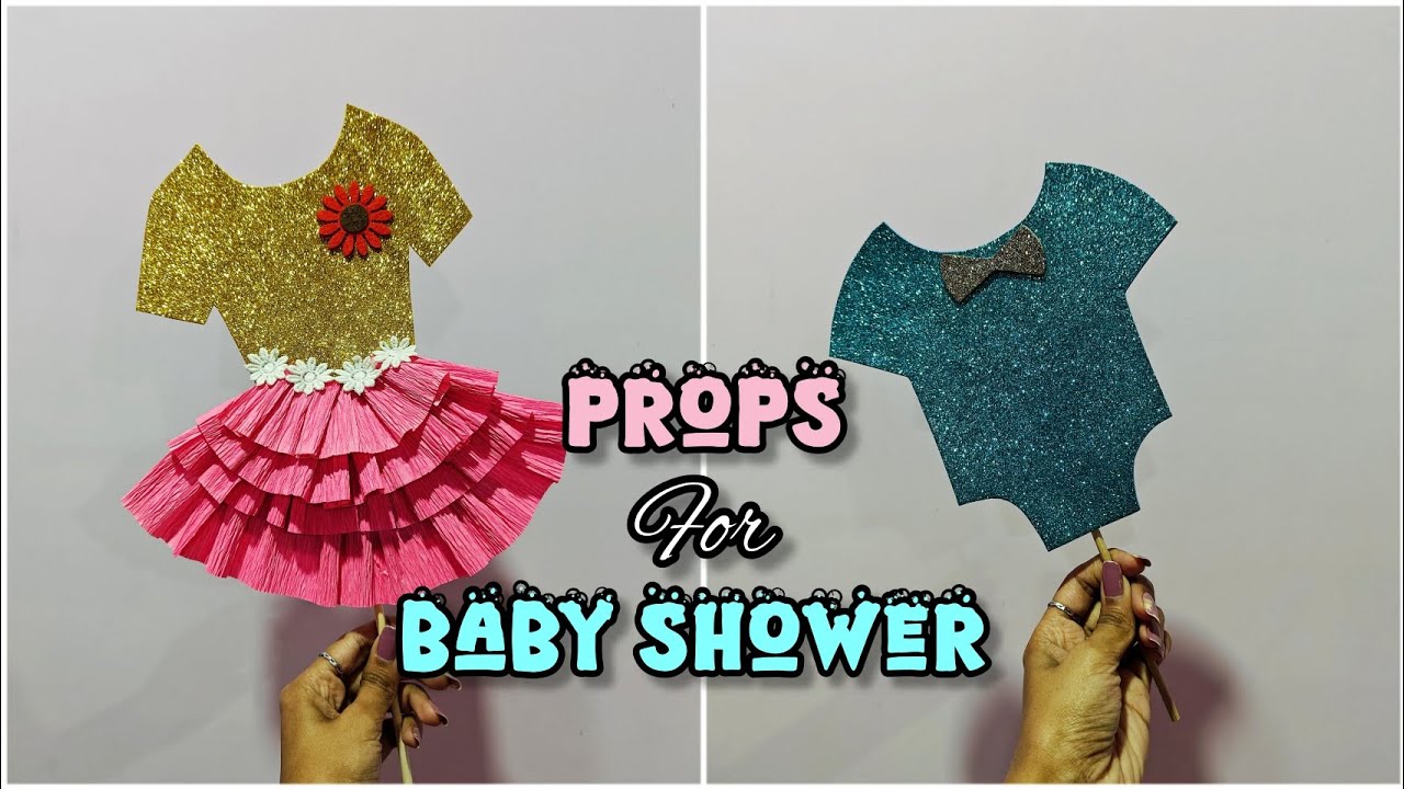 Learn how to make cute and easy baby shower props using sparkle foam sheets, wooden sticks