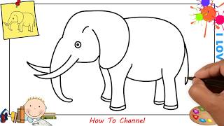 elephant step easy draw beginners children