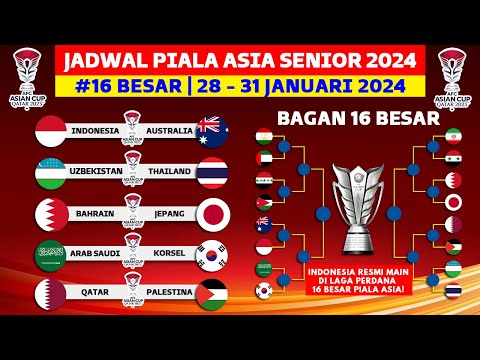 Bagan &amp; Jadwal 16 Besar Piala Asia 2024 - Timnas Indonesia vs Australia - Piala Asia 2023 Qatar