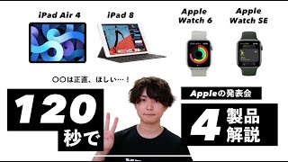 【120秒でわかる】今日発表のiPad Air・Apple Watch 6など4つのApple新製品を秒速で解説！