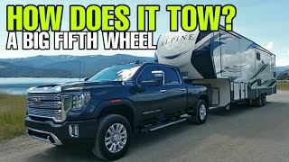 2020 GMC Denali HD towing a HUGE Fifth Wheel RV.  See how it does!