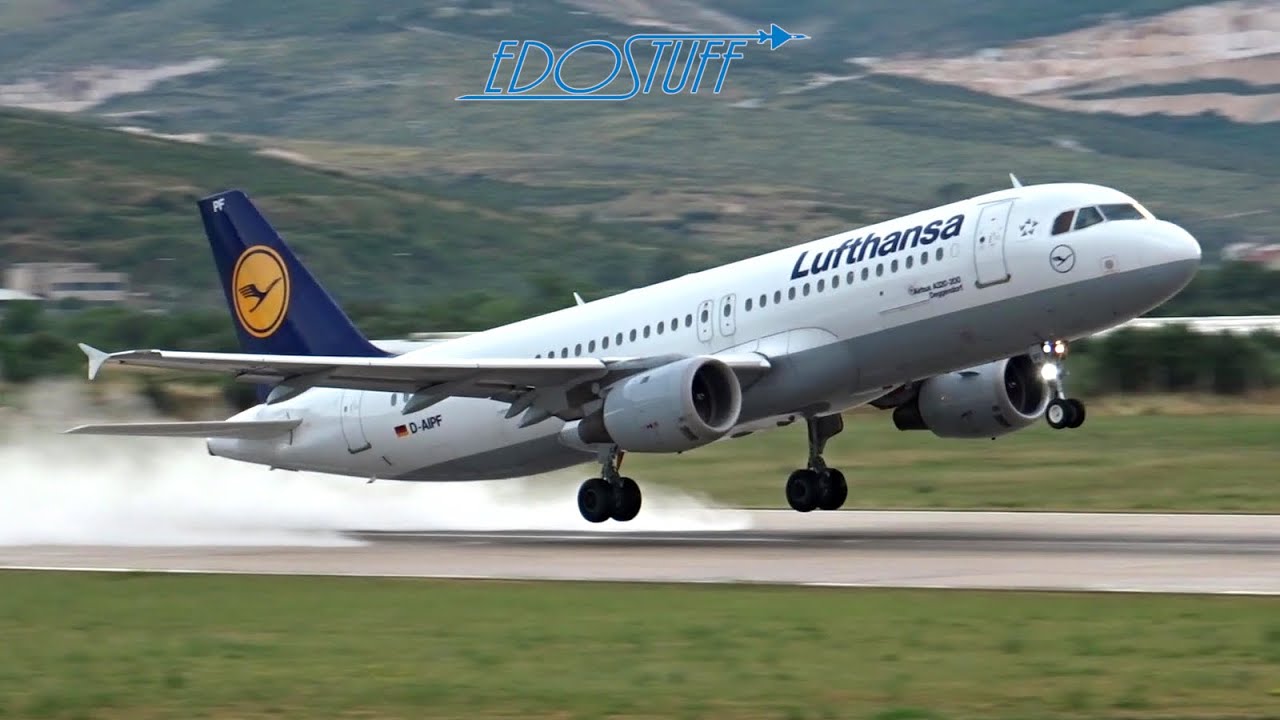 Super Wet Takeoff - Lufthansa Airbus A320 D-AIPF - Split Airport SPU/LDSP