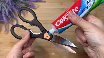 Put toothpaste on the scissors!!  😱 He didn