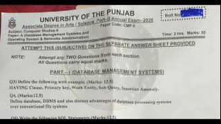 ADA ADS Part 2 computer paper 2026 / Punjab University
