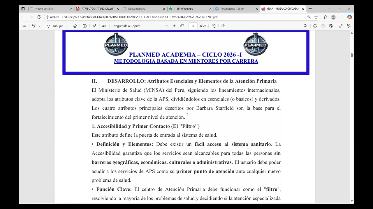 ATRIBUTOS DE LA ATENCION PRIMARIA - SERUMS 2026