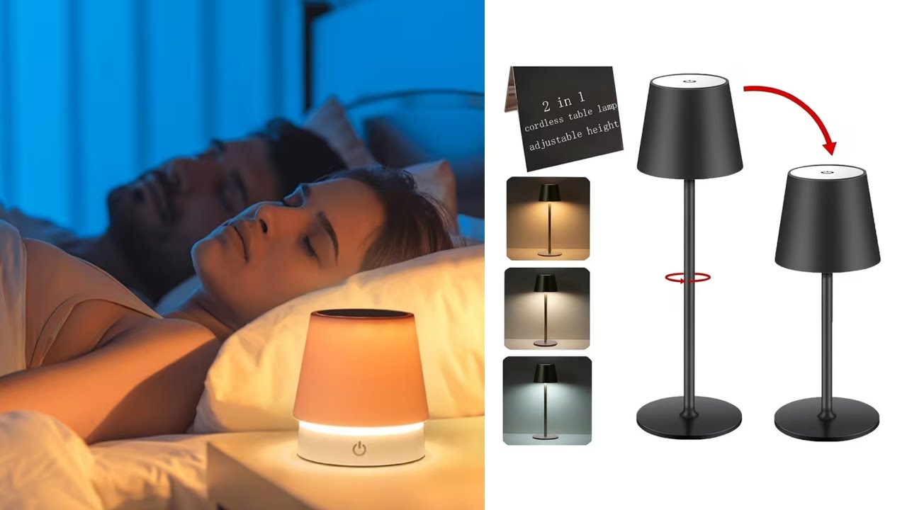 A Portable Wireless LED Dimmable Table Lamp, Detachable, Rechargeable Touch Night Light