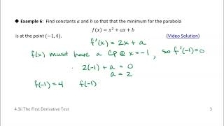 4.3ii The First Derivative Test: Example 6