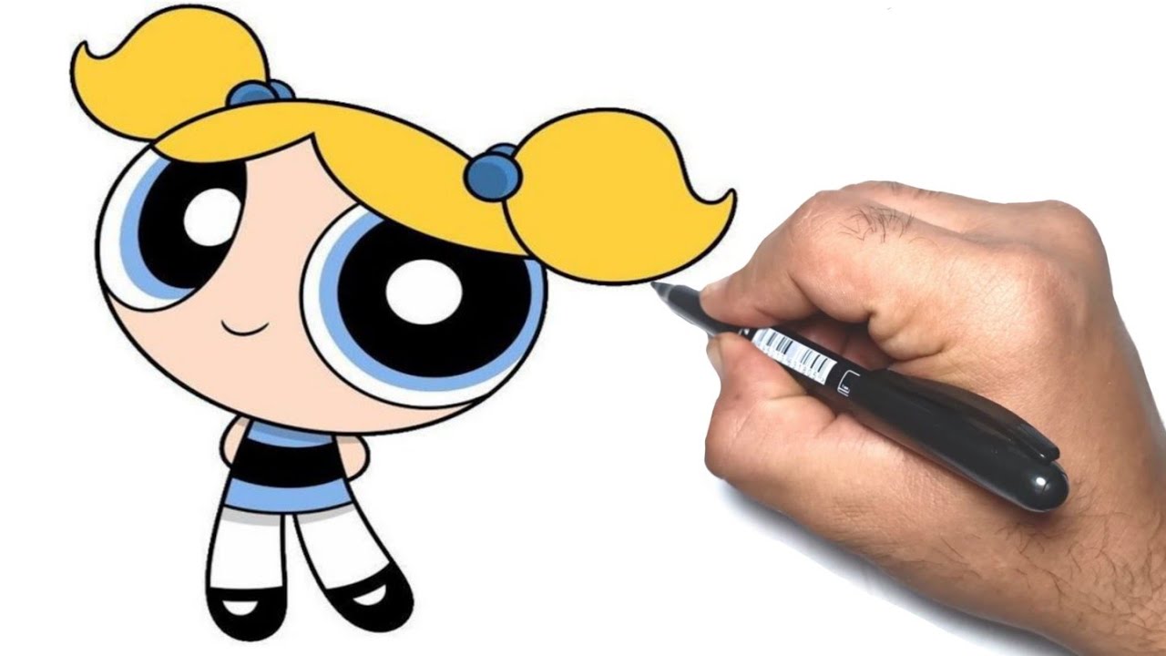 how to draw Bubbles from powerpuff girls step by step - YouTube