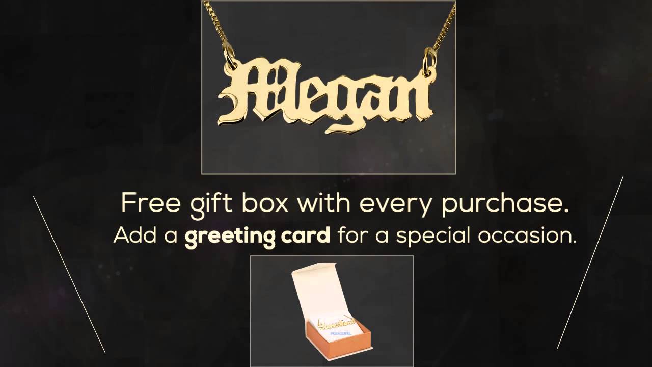 Name Necklace in old English font 14 karat solid gold - PersJewel