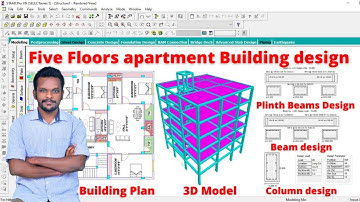 Five floors apartment building design by staad pro software | civil engineering | building design |