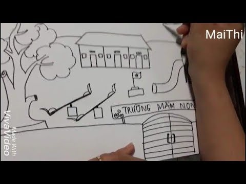 Vẽ trường mầm non. Chủ đề trường mầm non. //MaiThi//