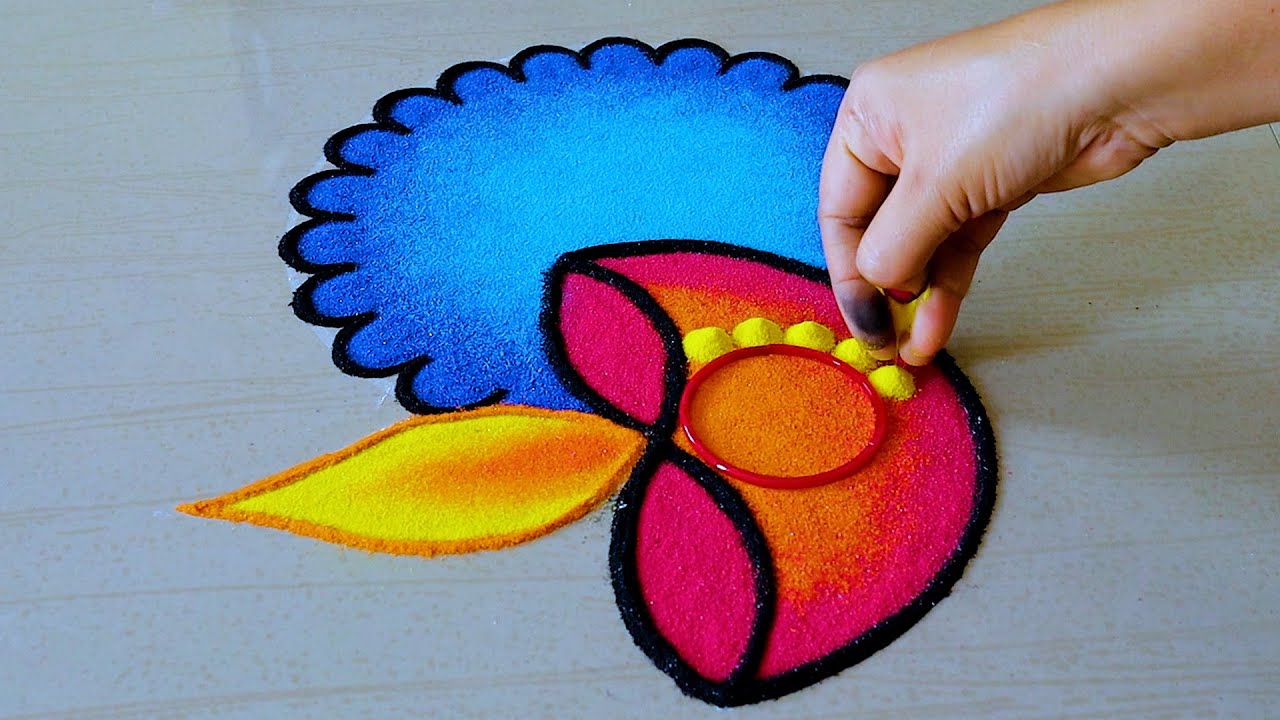 Easy Diya Rangoli Designs For Navratri | Easy Dussehra Rangoli ...