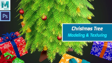 3D Christmas Tree Maya Modeling Texturing Photoshop - Stylized