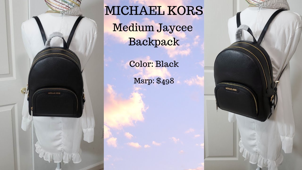 Michael Kors Medium Jaycee Backpack in color Black leather #unboxing #mk  #michaelkors #backpack