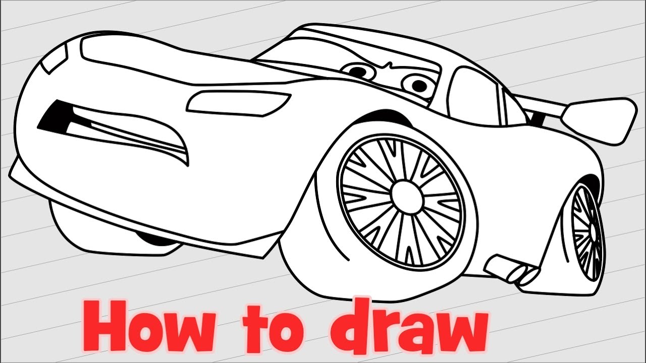 How to draw Lightning McQueen from Cars 3 step by step - YouTube