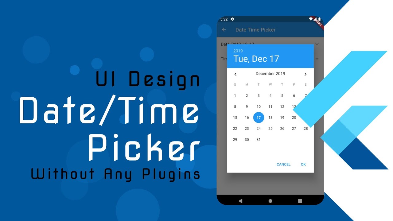 Flutter Ui Tutorials Date Time Picker Without Using Any Plugins Youtube