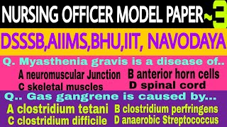 Nursing Officer Model Paper~3 || DSSSB, AIIMS, BHU Previous Solved Papers