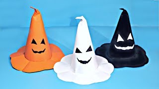 🎃👻 How To Make Scary Paper Witch Hat with Ghost Face // Handmade Decor Idea For Halloween