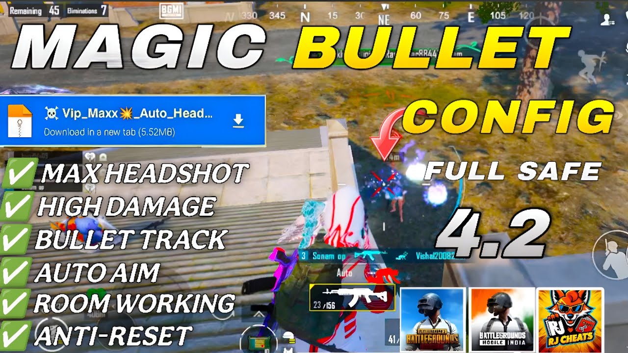 BGMI 4.2☀️MAGIC BULLET TRACKING AUTO HEADSHOT CONFIG FILE | HIGH DAMAGE AIMBOT CONFIG BGMI 4.2
