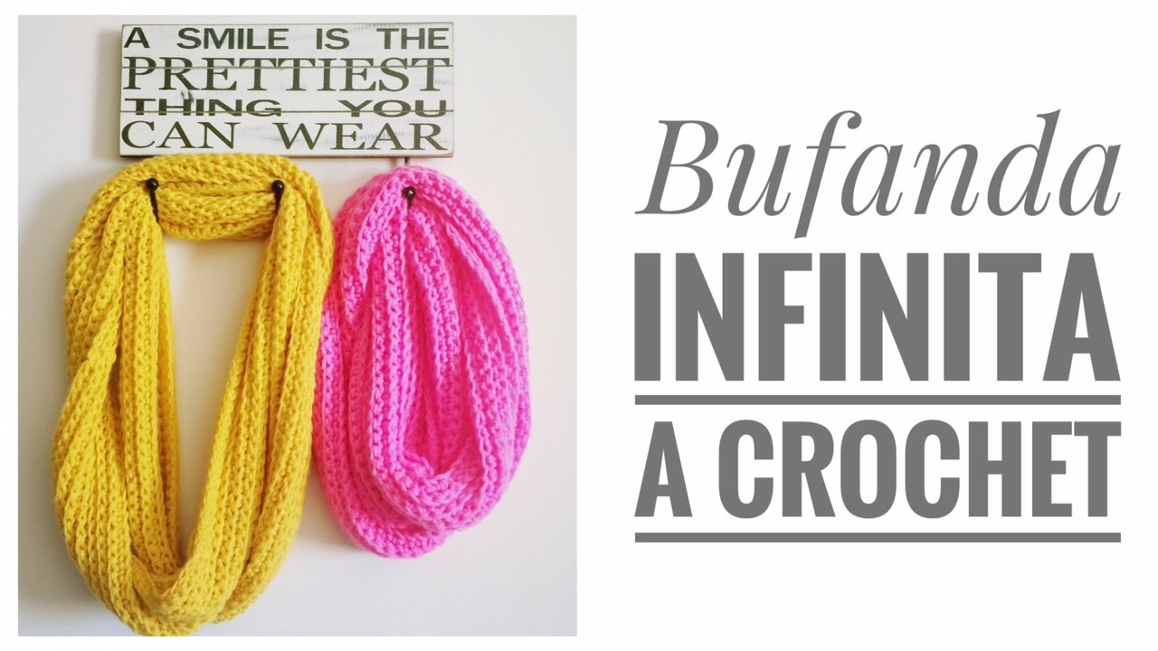 Tutorial 2 Bufanda Infinita a Crochet , Infinity Crochet Scarf (English Subtitiles)