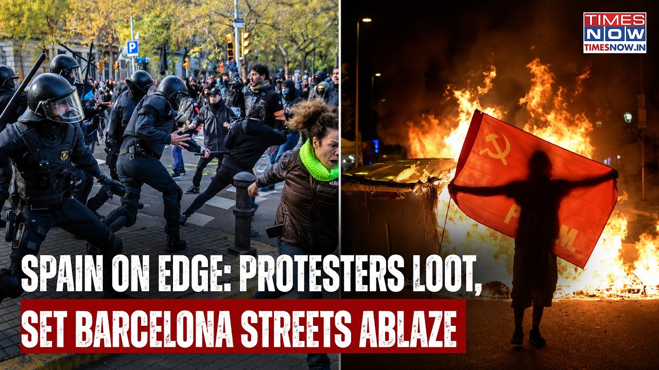 ⁣Spain Protests Turn Chaotic: Barcelona Boils Over As Protesters Loot Shops, Torch Street Furniture