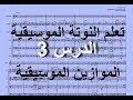 تعلم النوتة الموسيقية الدرس الرابع دليل الموازين الموسيقية 