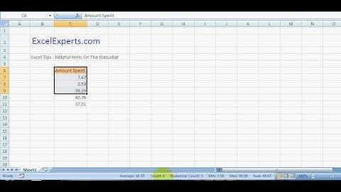 ExcelExperts.com - Excel Tips - Helpful Hints On The StatusBar