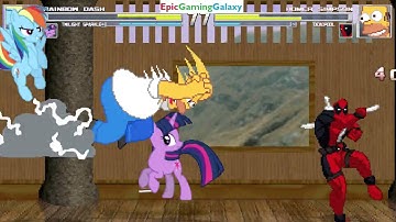 Rainbow Dash And Twilight Sparkle VS Homer Simpson And Deadpool In A MUGEN Match / Battle / Fight