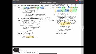 Unit 4  Adding,Subtracting,&Multiplying Polynomials Polynomial Operations 1/19