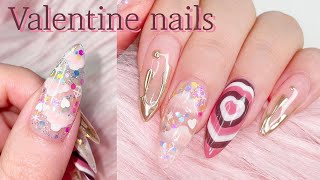 Cute Valentine's Day Nails Nail care and extension nail art | asmr