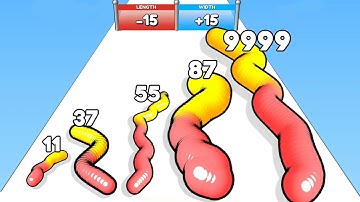 GUMMY WORM GO - Level Up Max Level Gameplay, Worm Run 3D (ASMR GAMES)