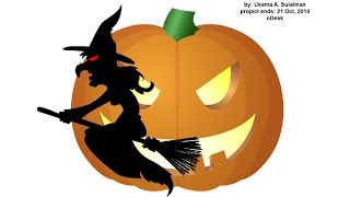Halloween Pumpkin, witch and eagle animation