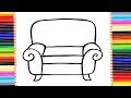 Как нарисовать мебель / мультик раскраска кресло для детей / учим цвета