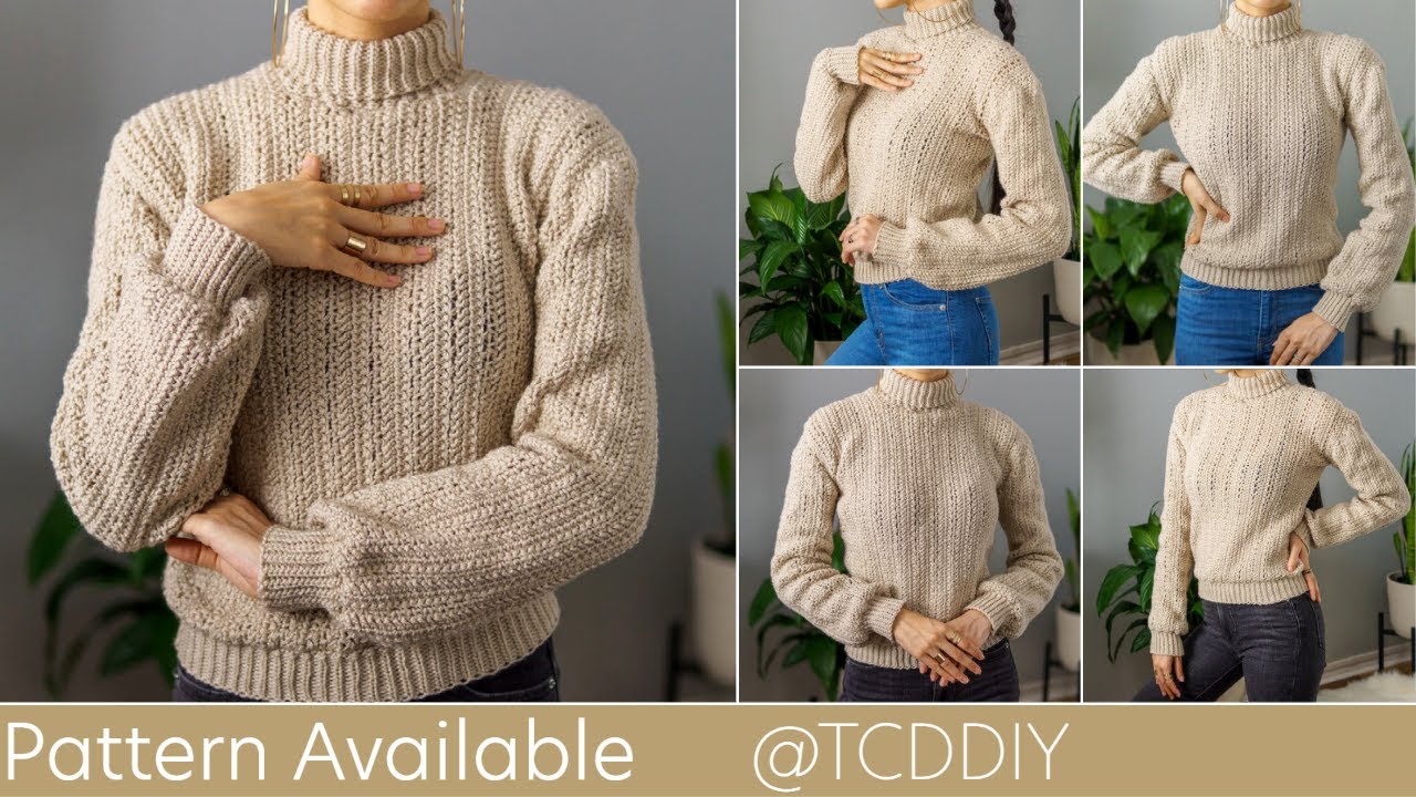 How To Crochet Turtleneck Sweater Pattern Tutorial Diy Youtube