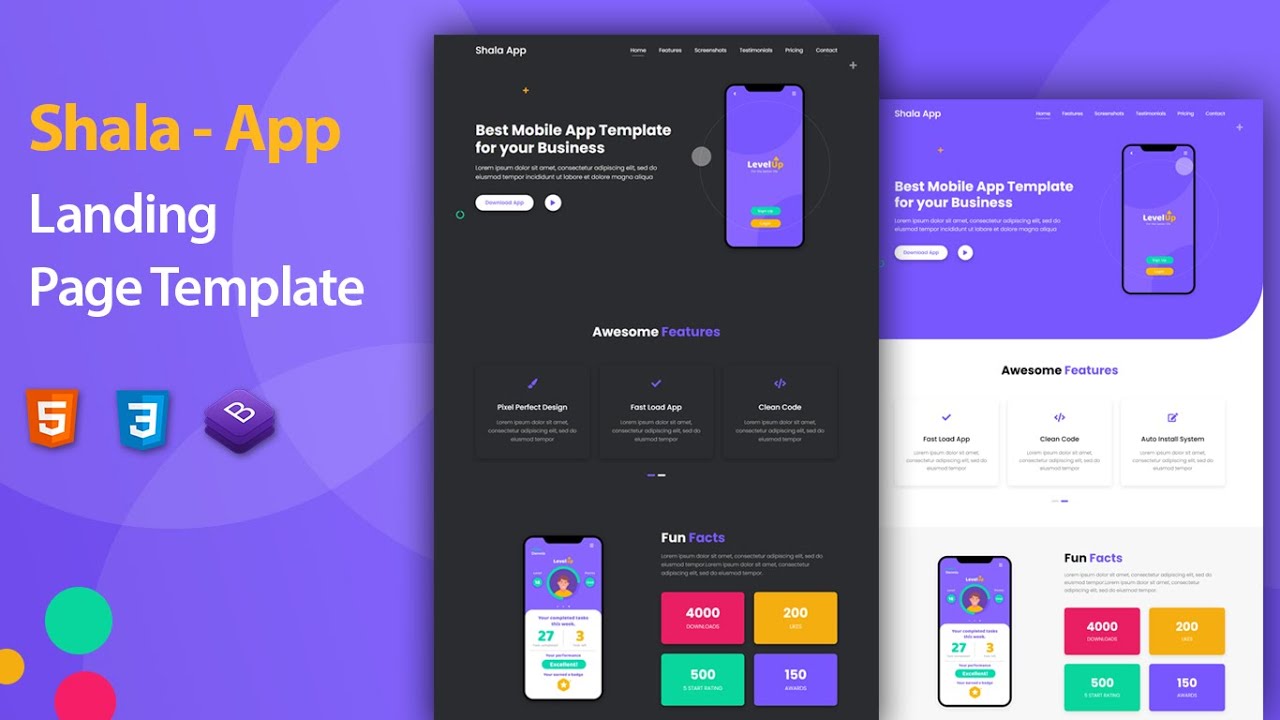 App Landing Page Template Design using by Html Css Bootstrap