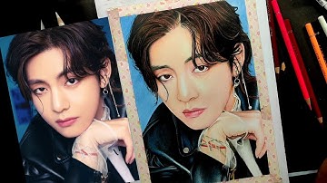 BTS (K-Pop Group) Kim Taehyung Colour Pencil Drawing  💜