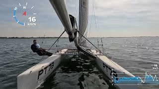 Nacra 20 - E 10-14 knots - Upwind & Half Wind - solo - 33,1 km/h