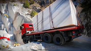 How Truckers Move Massive Marble Blocks On Deadly Mountain Roads