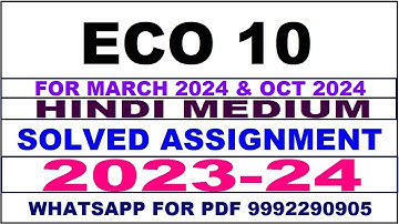 eco 10 solved assignment 2023-24 | eco 10 solved assignment in hindi 2024 | eco 10 2024