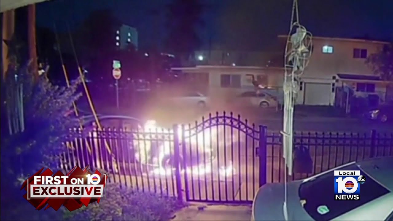 Miami man's car set on fire - YouTube