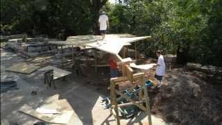 The construction of the World's Largest F-15 Paper Airplane Replica