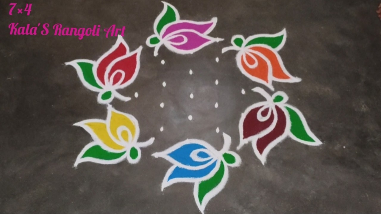 Very Simple and Easy Shivaratri Rangoli 🌺 7×4 Dot Mahashivaratri Special Muggulu 🌺 Kolangal