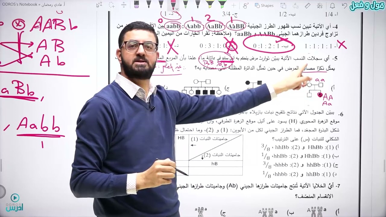 حل اسئلة اختبار ذاتي على الوراثة(الدرس الاول)