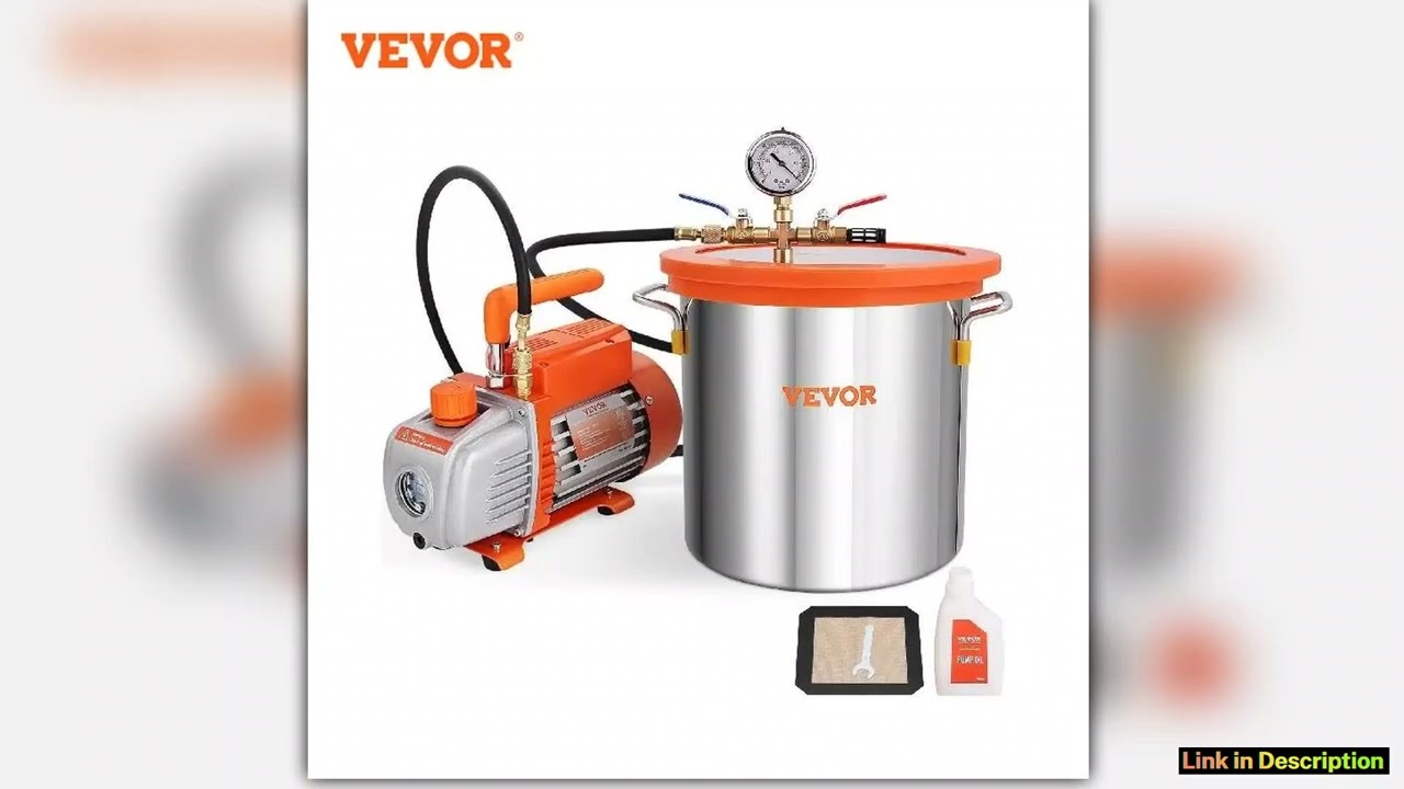 VEVOR 3GAL5GAL Vacuum Chamber35CFM Pump Kit Tempered Glass Lid Vacuum Degassing Chamber Kit for Sta