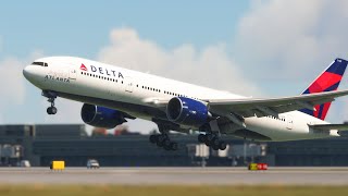 АВАРИЙНАЯ ПОСАДКА!!! Boeing 777 Delta Airlines Низкая посадка в аэропорту Гамбурга