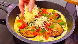 A quick Italian breakfast at home! Amazing Frittata with eggplant and mushrooms in a tortilla!