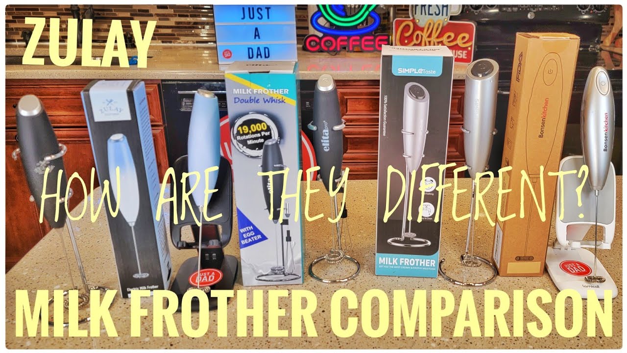 Hand Held Milk Frother Comparison Zulay, Bonsen Kitchen, Elita Pro, Simple  Taste Zulay Titanium 