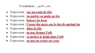 vocabulaire  الدرس 1 تعليم اللغة الفرنسية : بعض التعابيرفي اللغة الفرنسية