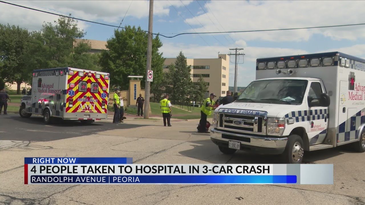 4 taken to hospital after 3-vehicle crash - YouTube